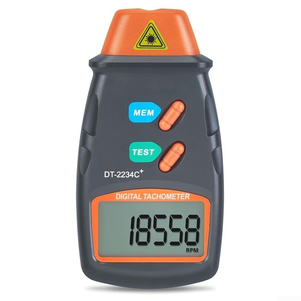 Contagiri digitale, laser senza contatto, contagiri foto/contagiri RPM con ampio schermo LCD, gamma 2,5-99999 giri/min per motori, motori, cinture, ventilatori, uso industriale e automobilistico