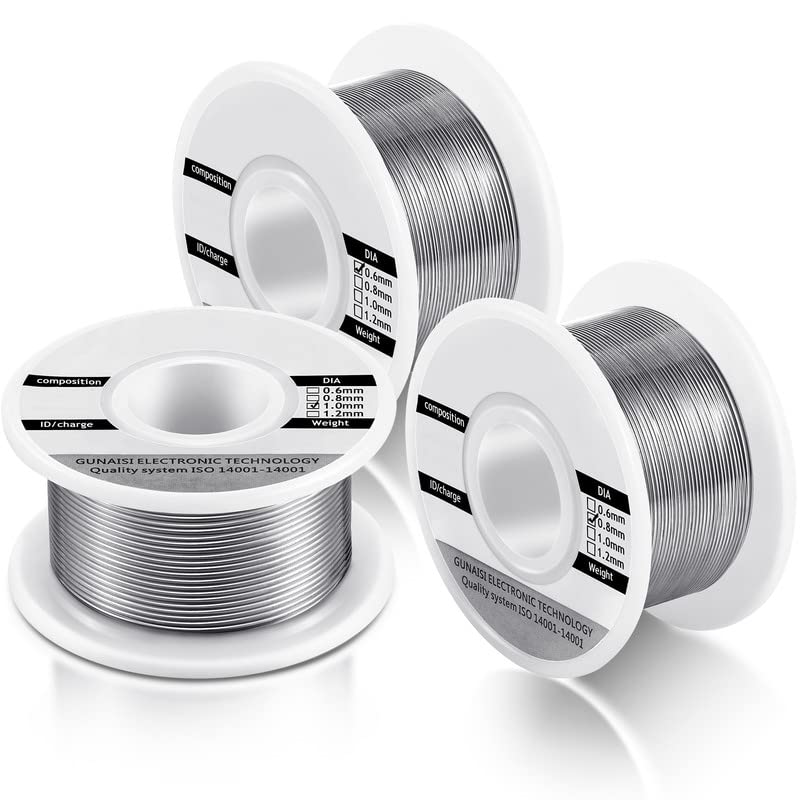 3 Pieces Solder Wire with Rosin Core for Electrical Flux Soldering Electronic Connector Electrical Soldering DIY (0.6mm/ 50g, 0.8mm/ 50g, 1mm/ 50g)