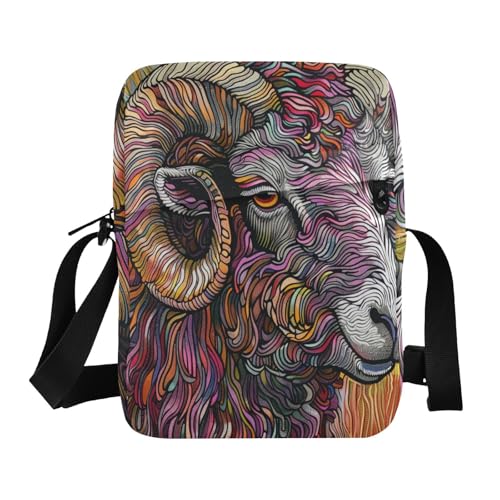 messenger bag for women crossbody Small Crossbody Bag Women Shoulder Handbag For Travel Adjustable Strap for Shopping Shopping- Color Sheep Art Printing
