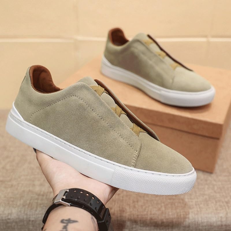 Mens Suede Loafers Men Genuine Leather Dress Shoes Lightweight Comfortable Thick-Soled Formal Shoes for Summer Outdoor Driving & Walking3