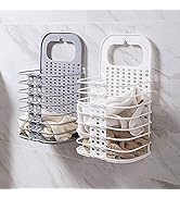 KARTUNBOX Grey Plastic Wall Mounted Laundry Hamper for Dirty Clothes, Storage Basket Hanging, Toi...