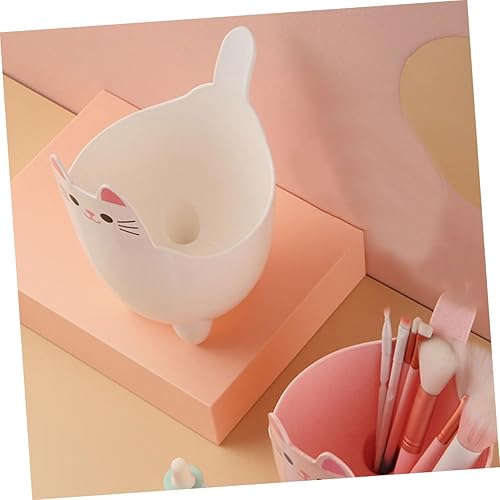 Miniatura 6 de STOBAZA Bote de basura con forma de gato de escritorio, pequeño bote de basura con tapa de cubo de basura de plástico, cubo de basura decorativo,