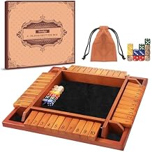 Toidgy 4 Players Shut The Box Dice Games, Wooden Board Table Math Game with 12 Dice and Instructions, Classics Close The Box Board Game for Adults Kids, Family Classroom Home or Bar