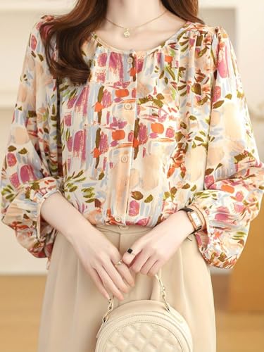 Image of TOPLOT Women's Shirt Top | Elegant Floral and Artistic Prints for a Stylish Look | Long Puffed Sleeves for a Trendy Touch | Stylish Available in Pack of 2 (5233)