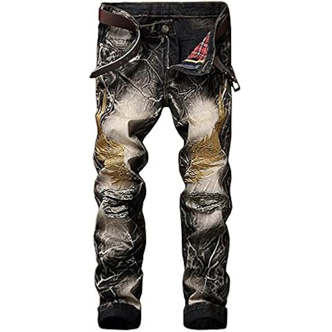 Men's Vintage Ripped Destroyed Denim Jeans with Broken Holes Black Cover
