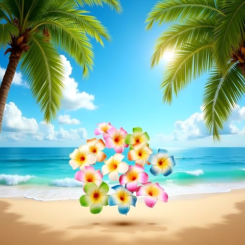 10 pinzas de cabello flores hawaianas multicolor 7cm miniatura 4