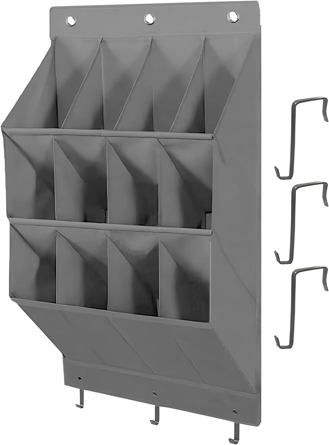 Over the Door Shoe Organizer, 12 Pocket Storage Hangable Rack, Toy and Accessory Holder, for Fabric Material, Closet Organizer with Adjustable Hangers, Space Saving Feature, for Bedroom Office Use