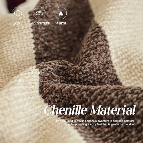 Image of Simple&Opulence Women's Chenille Sweater Crewneck Long Sleeve Pullover Ribbed Cuff Hem Round Neck Jumper Tops