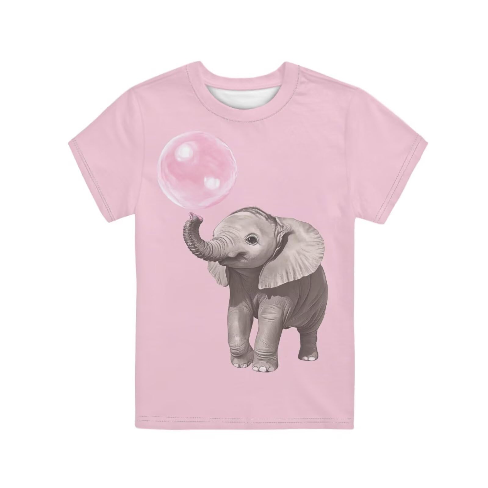 Xpyiqun Elephant Short Sleeve Tees Pink T Shirts for Girls 15-16 Toddler Kids Back to School Outfits Casual Crewneck Athletic Graphic T-Shirts Novelty Pullover Tops Basic Sport Workout Tshirts