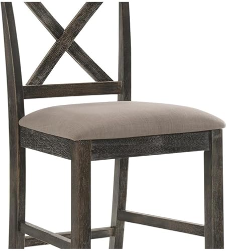 Miniatura 7 de Acme Martha II - Silla de altura de mostrador en lino bronceado y gris desgastado (juego de 2)