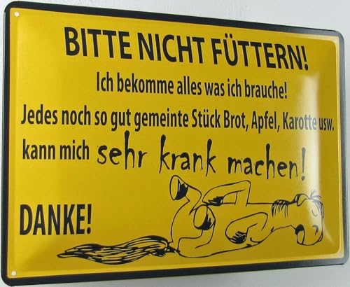 Blechschild 20 x 30 cm, gewölbt, Bitte nicht füttern, Pferd, Warnschild, Hinweis, dekoratives Geschenkschild