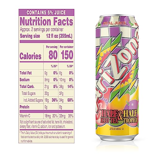 Image of AriZona Tropical Half and Half Tea - Big Can, 22 Fl Oz (Pack of 24)