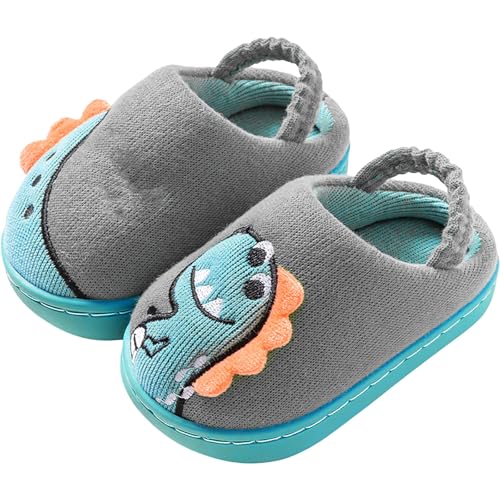 Generisch Chanclas de algodón para niños, para invierno, para niños y niñas, para el hogar, para interiores, lindas zapatillas de lana acolchadas, zapatos de algodón para bebé, gris, 23.5 EU