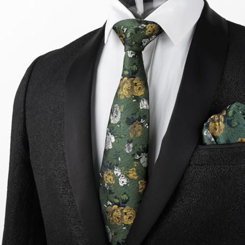Image of Alizeal Mens 3.15'' Colorful Flower Pattern and handkerchief Necktie Set