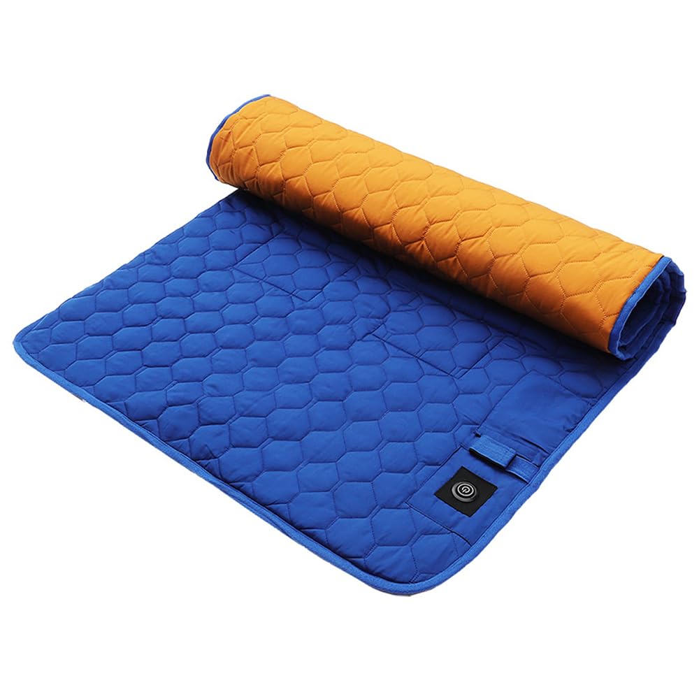Pongnas USB-Heizmatte, 7-Zonen-Wärme-Isomatte, Einstellbare Temperatur, Campingmatte mit Aufbewahrungstasche für den Innen- und Außenbereich (BLUE)