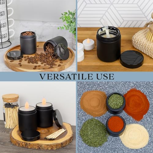 Cornucopia 8oz Black Coated Glass Jars (6-Pack); Cosmetic Jars with Black Plastic Lids and Black Matte Exterior, 8-Ounce / 9-ounce Capacity3
