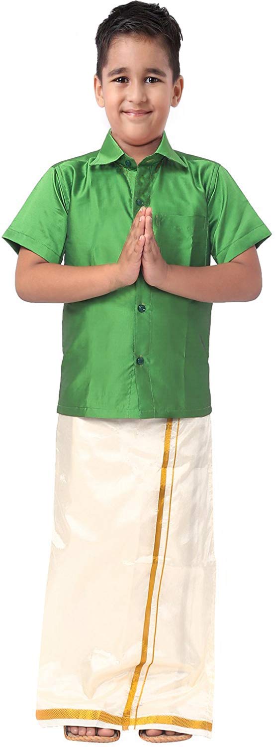 SJS King Boy's Shirt/Genxt Dhoti Regular Fit (Dark Parrot Green, 3-6 Months) - Image 6 thumbnail