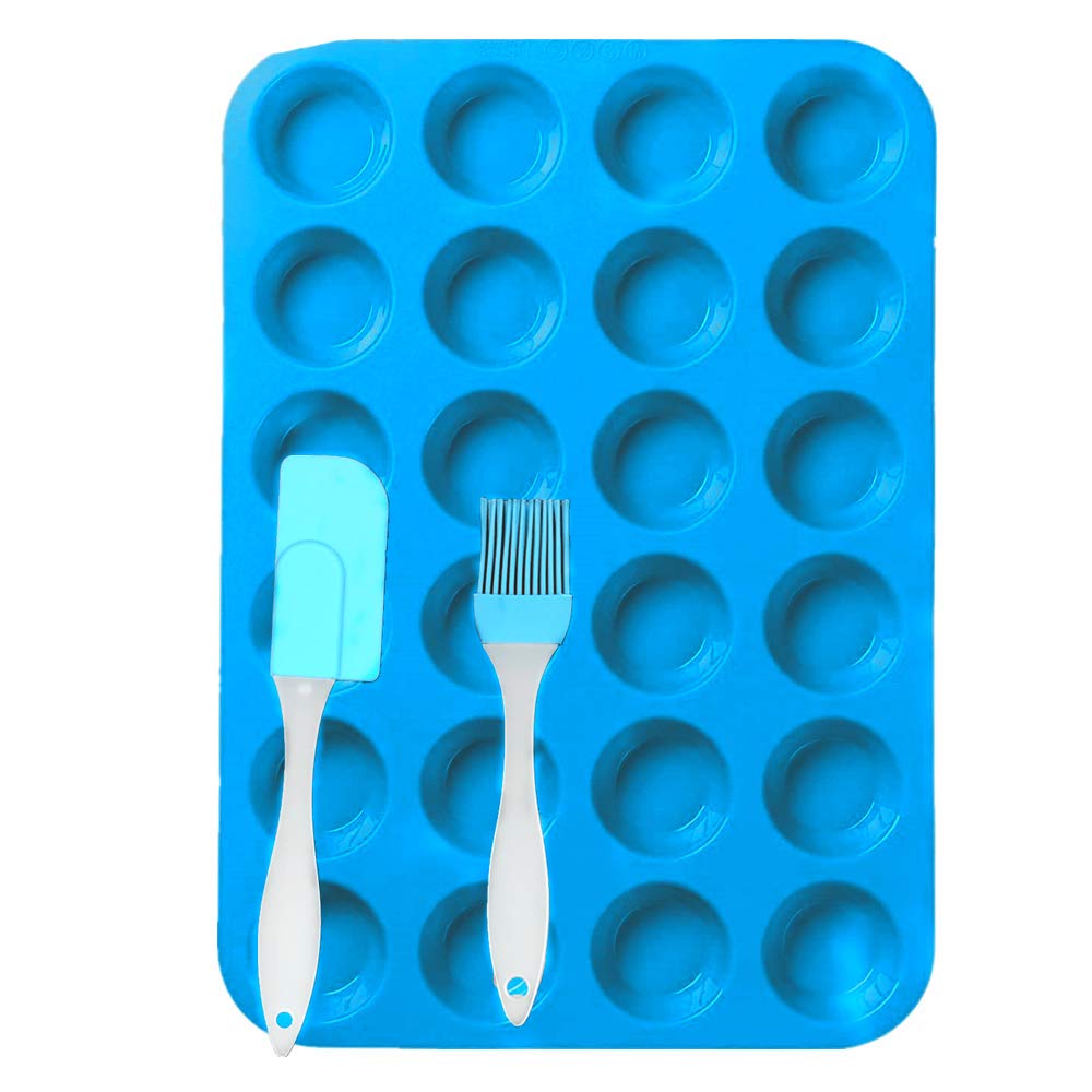E KAINI24 Cup Silicone Muffin Mini Cupcak Reusable Tope Baking Pan Set Non Stick cake molds/Dishwasher - Microwave Safe (blue/1pack)