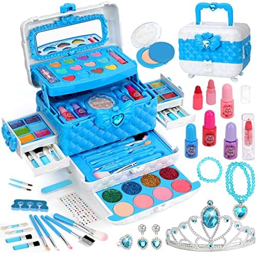 Kids Makeup Kit Toys for Girls, Teensymic Girl Toys 60PCS Real Washable Makeup Little Girls Princess Gifts Play Make Up Kids Toys Makeup Vanities for Girls Age 3-12 Year Old Birthday