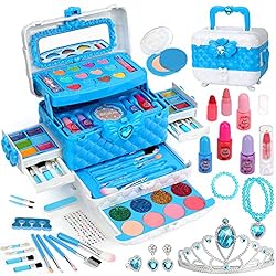 Kids Makeup Kit Toys for Girls, Teensymic Girl Toys 60PCS Real Washable Makeup Little Girls Princess Gifts Play Make Up…