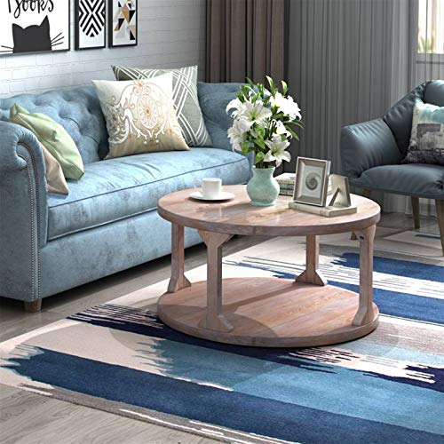 LGXXYF Round Coffee Table Solid Wood + MDF Coffee Table with Dusty Wax LGXXYF Round Coffee Table Solid Wood + MDF Coffee Table with Dusty Wax