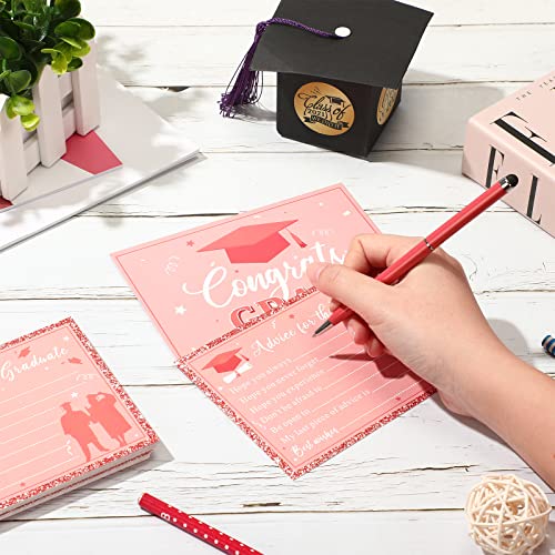 Nezyo Graduation Card Box with 30 Pcs Advice Cards Congrats Grad Gift Card Box Class of 2026 Card Holder Box Graduation Party Card Box Holder for School College Graduation Party(Pink,Grad) by Nezyo - Image 4