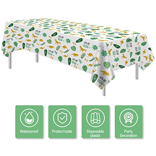 Hipvvild Safari Birthday Decorations Tablecloth - Disposable Dinosaur Jungle Theme Party Decorations Table Cover, Where The Wild Things Are Party Supplies Table Cloth - 2 Pack (54In X 108In) #TOP1