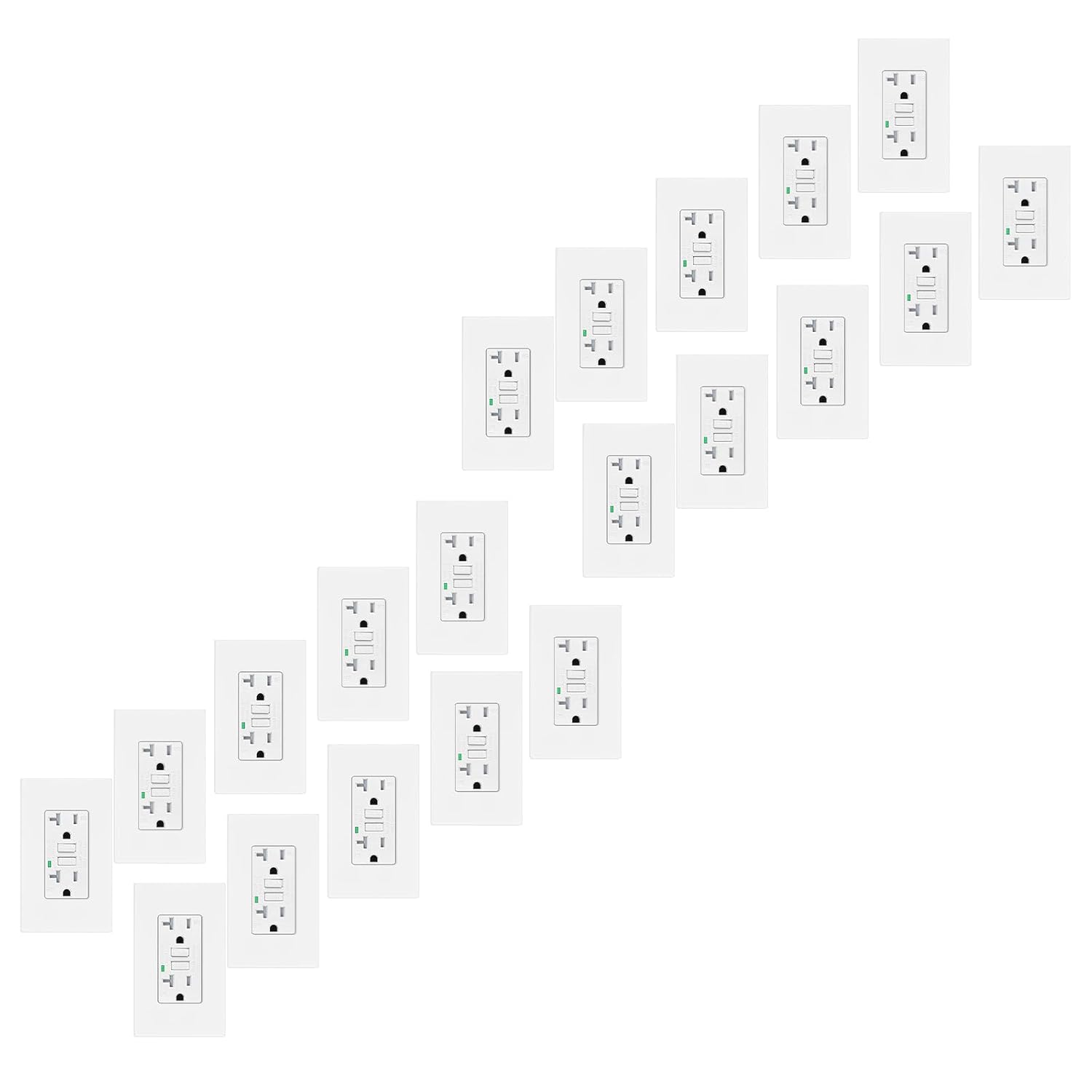 Self-Test GFCI Outlet 7 Pack,EGIZPY 20Amp Weather Resistant Electric Outlet, ETL Certified, Ground Fault Circuit Interrupters,Screwless Wall Plate Included,with LED Indicator,ETL List (White)