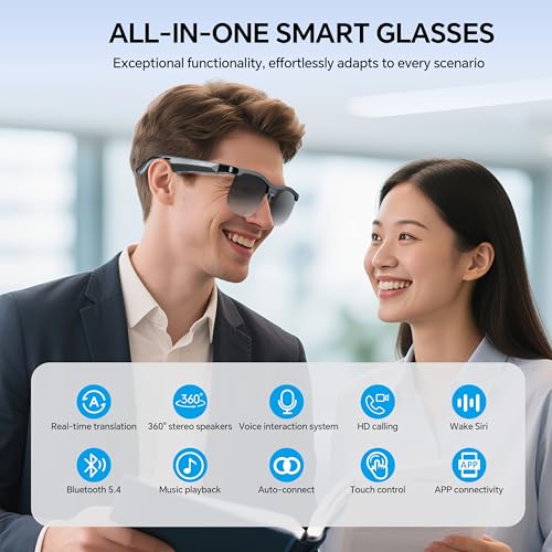 WAMOVAL Smart Glasses - Bluetooth Glasses for Men with 160 Languages Translation UV Protection Sunglasses with Chat GPT Multifunctional Smart Glasses for Men Women Travel,Work,Business,Fishing,Driving — view 4