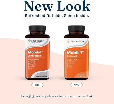 LifeSeasons Mobili-T - Joint Support Supplement - Reduces Aches & Discomforts - Increase Range of Motion - Rebuild Tissue & Cartilage - MSM Chondroitin Collagen Glucosamine & Turmeric - 120 Capsules