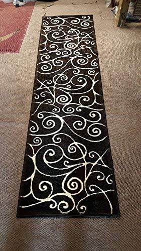 Miniatura 2 de Alfombra moderna abstracta contemporánea de pasillo largo, diseño negro, marrón, marfil, GL23 Gallery (2 pies x 7 pies 1 pulgada)