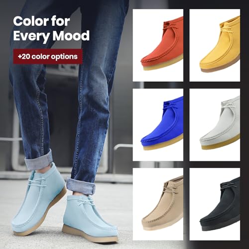Image of Amali Casual Chukka Boots for Men, High-Top, Lace Up Suede Men's Shoes, Desert Boots with Crepe Rubber Sole