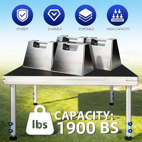 Image of 16'x24' Portable Stage Platform, Portable Aluminum Performance Deck 1900lbs Capacity, 24 inch-41 inch Adjustable Height Risers for Events, Wedding, Stage Platform Set, Portable Performance Stage