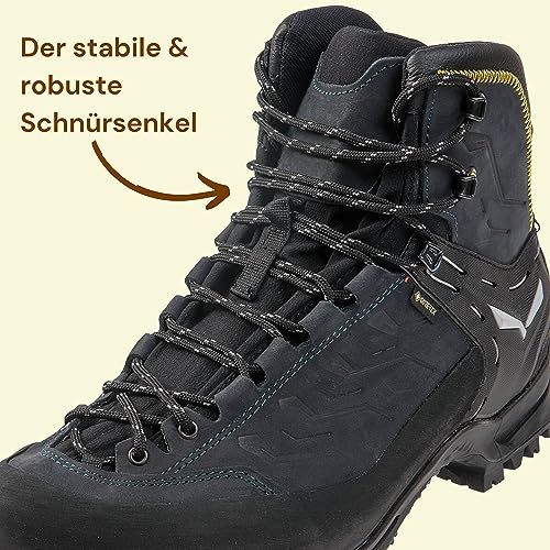 Mount Swiss runde Premium-Schnürsenkel für Arbeitsschuhe, Wanderschuhe und Trekkingschuhe - Polyester - ø 4,5 mm - sehr reißfest - Farbe Schwarz-Grau Länge 120cm