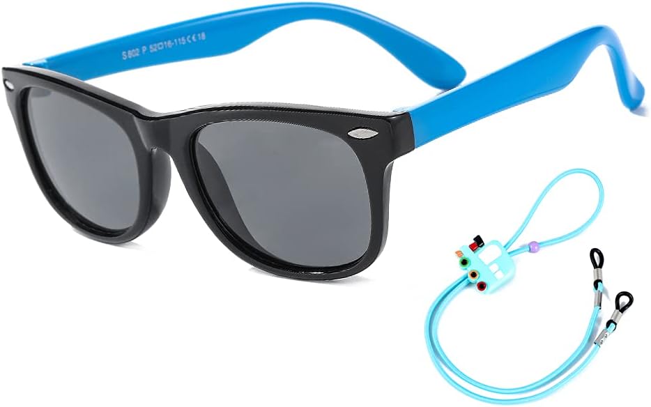 ROCF ROSSINI Flexible Kids Sunglasses Polarized Unbreakable Toddler Sun Glasses for Baby Boys and Girls UV400 with Case, Age 2-8