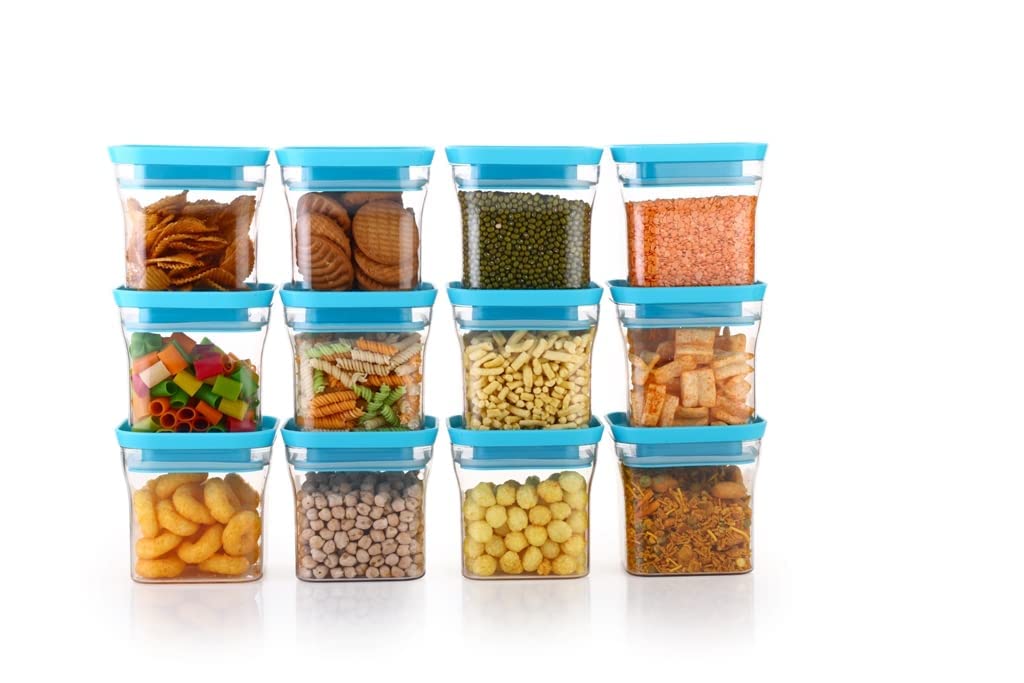 Kitchwell Unbreakable Kitkat Square Plastic Containers Set for Kitchen Storage 600 ML Kitchen Container, Storage Containers, Container Sets, Grocery Container, Air-Tight (BLUE, 6) (B0B7NJJDKV) Amazon Price History, Amazon Price Tracker