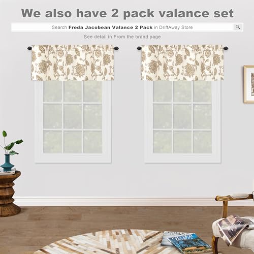 Driftaway 817684028486 Freda Jacobean Floral Linen Blend Blackout Thermal Insulated Energy Saving Privacy Window Linen Curtain Valance Rod Pocket 2 Layers Single 52 Inch thumb #4