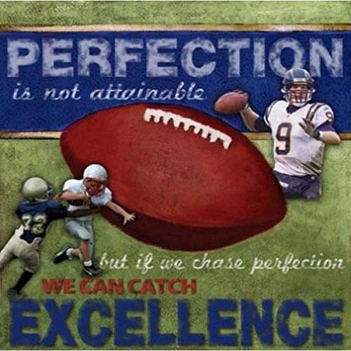 Perfection - Football by Robert Downs 19.63x19.63 Art Print Poster Sports Perfection is Not Attainable, But if we Chase Perfection we can Catch Excellence