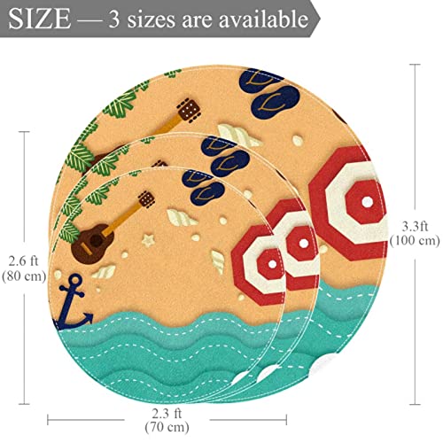 Tapis rond buanderie et salle de jeux JDEZ motif ancre - 3