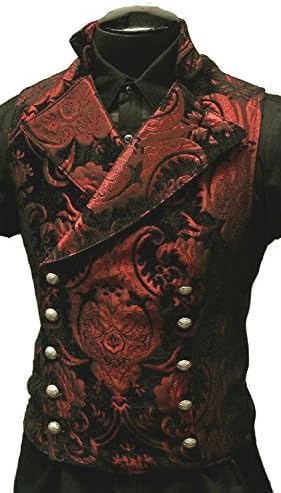 Shrine Men's Red Gothic Steampunk Victorian Tapestry Vest (39.5" Medium)