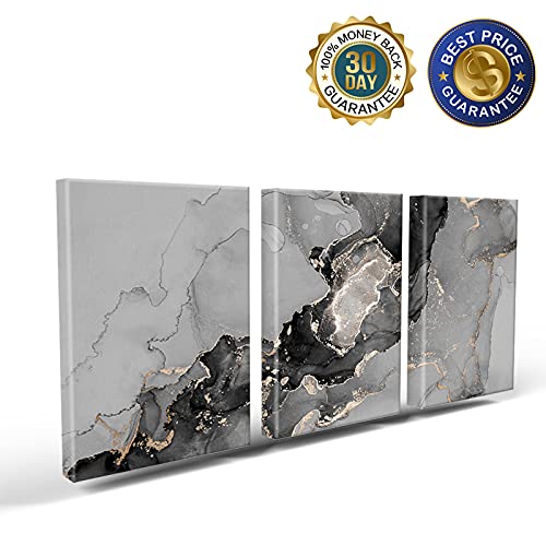 Cycoshower Wall Art Prints - Set Of 3 Panel Oil Paintings On Canvas Abstract Marble Ink Texture Phnom Penh Black White Chinese Style Wall Decor For Home Living Room Bedroom #TOP1