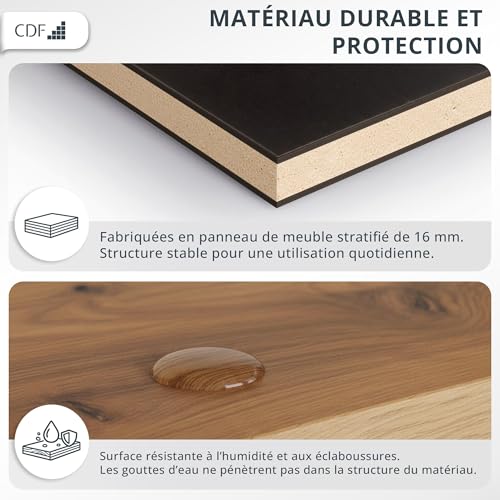 Étagères murales flottantes blanches 80/60/40 cm de CDF - 7