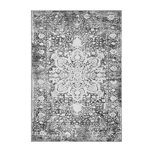 Beeiva Medallion Small Entryway Area Rug, 2X3 Grey Washable Kitchen Rug Non Slip Entry Rugs For Inside House, Vintage Distressed Doormat Non-Shedding Throw Rug For Bedroom Entryway Bathroom #TOP1