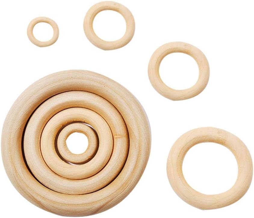 Ulalaza 100PCS Natural Wooden Craft Rings 70mm/2.75inch Unfinished Wood Loop Circle Pendant Connectors Jewelry Making Accessory