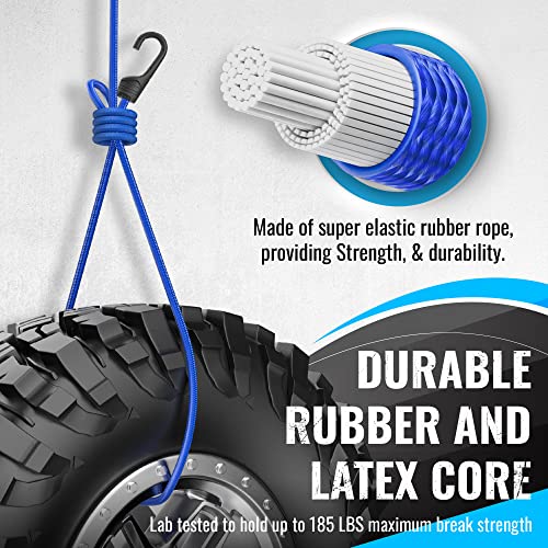 Image of GOEASY0312 Bungee Cords with Hooks Heavy Duty, 30 PCS Multi-Color | 8 inch, 10 inch, 18 inch, 24 inch, 32 inch, 40 inch Bungee Cords, Tarp Clips, Canopy Ties, Carry Bag