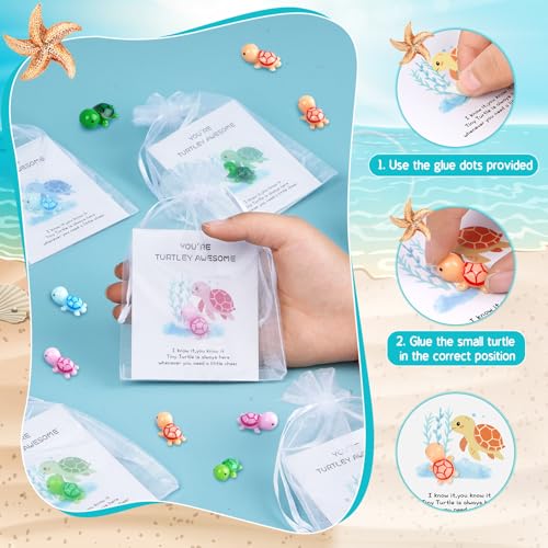 FACULX 50 Set You're Turtley Awesome Gift Bulk Mini Resin Turtle Animal Gifts Bulk for Teachers Nurses Appreciation Employee Thank You Gift Set for Coworkers, Volunteers & Office Staff - Image 4