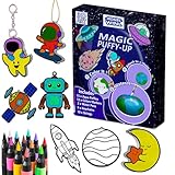 JRD&BS WINL Magic 3D Art Kit for Kids: 15 Aqua Puff Paint by Number Crafts, DIY Color & Inflate Activity for Boys Travel Toys for Children Great Gifts for Girls & Boys Ages 4-10(Outer Space)