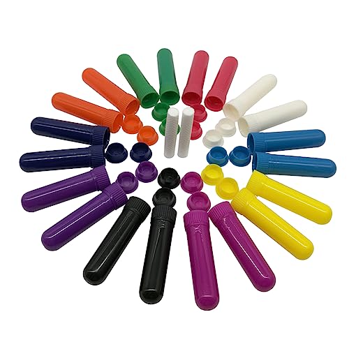 FSSTUD 24 Pcs Colorful Essential Oil Nasal Inhalers Blank Aromatherapy Inhaler Tubes Empty Nasal Inhaler Tubes Refillable Nose Inhaler Stick with Unscented Wicks