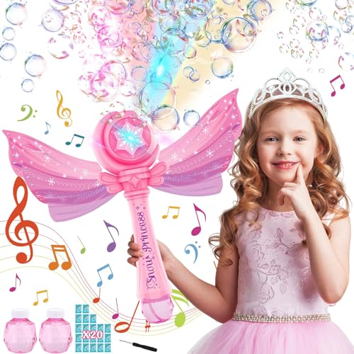 Tosekry Seifenblasenmaschine Kinder, Automatische Bubble Machine Geschenk Mädchen 4 5 6 7 8 9 10+ Jahre, Prinzessin Seifenblasenstab Geschenke Spielzeug für Draußen Geburtstag Party Outdoor