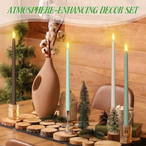 Image of Handepo 48 Pack Flameless LED Taper Candles Battery Operated, Boho Colors | 11 Inch Realistic Flickering Candlelights Plastic Last Long Window Candlestick for Halloween Christmas